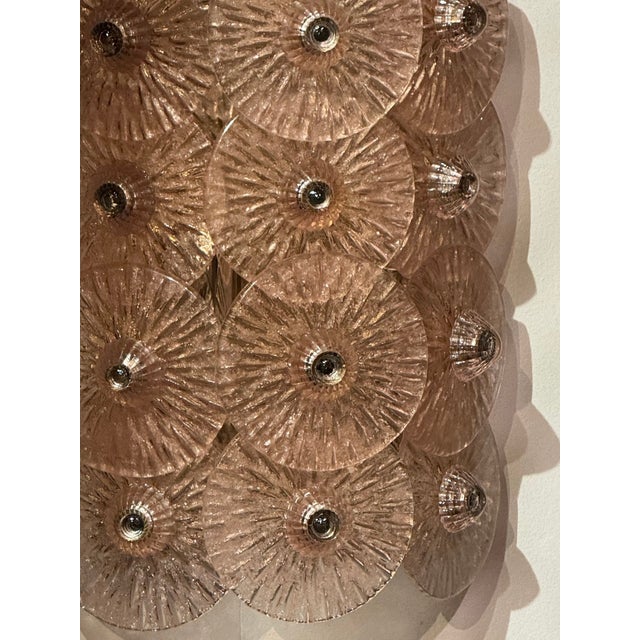 Early 21st Century Pair of Murano Fume Glass Disc Sconces For Sale - Image 5 of 6