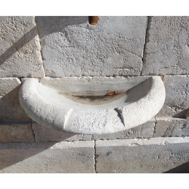Sigonce Large Carved Spill Bowl Limestone Wall Fountain From Provence, France For Sale - Image 12 of 18