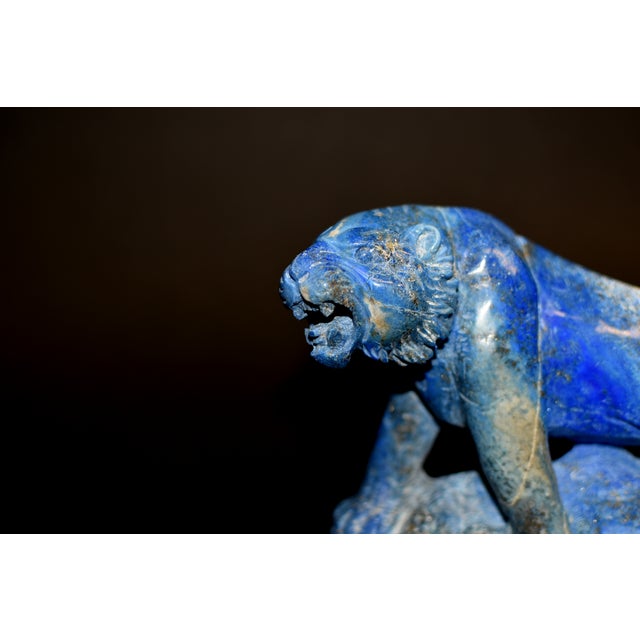 Blue Vintage Lapis Lazuli Tiger Statue Paperweight For Sale - Image 8 of 11