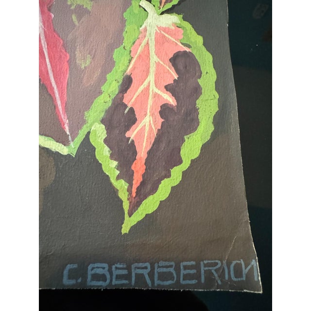 Carl H. Berberich, Coleus Plant Still Life, Oil Painting on Canvas For Sale - Image 7 of 11