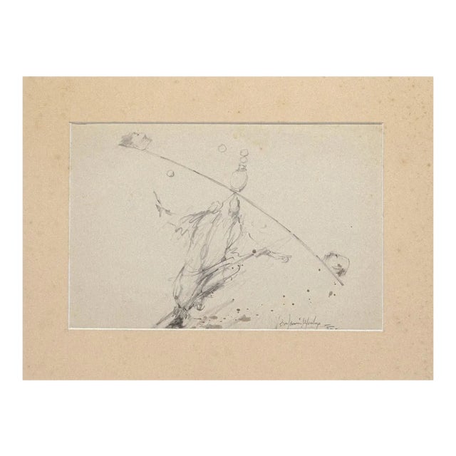 Equilibrist - Original Pencil and Watercolor by Benjamin Mendoza - 1976 1976 For Sale