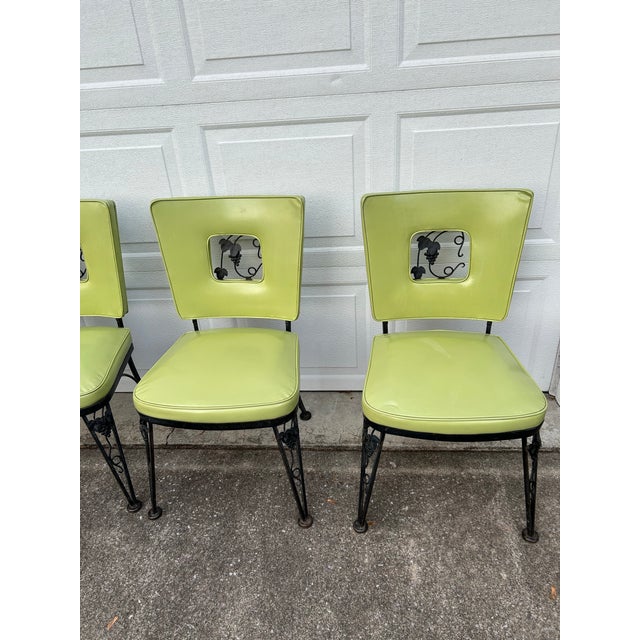 Mid-Century Modern Late 20th Century Woodard Black Iron Lime Green Dining/Patio Chairs - Set of 4 For Sale - Image 3 of 12
