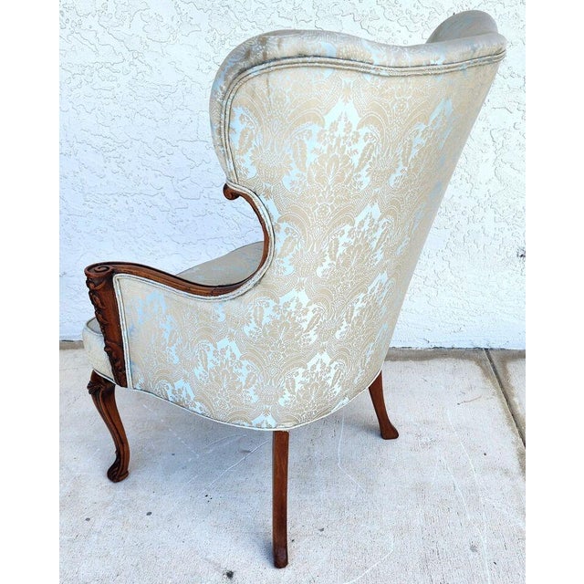 Baby Blue Grosfeld House French Wingback Armchair For Sale - Image 8 of 12