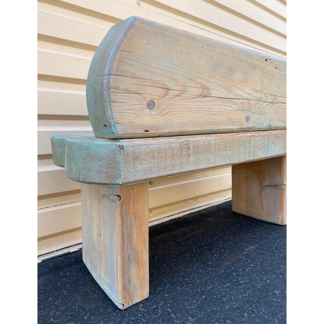Wood Modernist Minimalist Organic Modern Coastal Pine Bench For Sale - Image 7 of 13