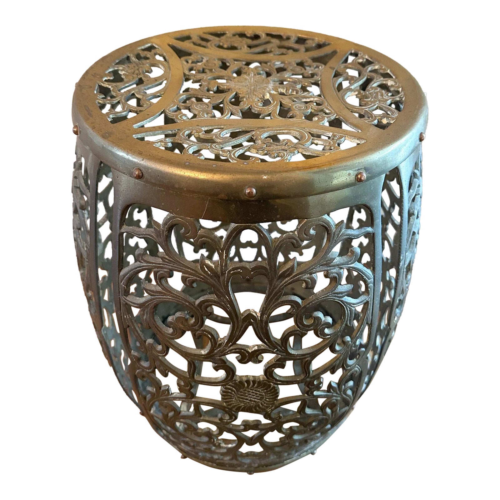 1960s Asian Vintage Brass Garden Stool | Chairish