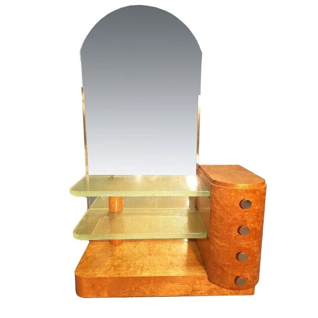 Light Wood Dressing Table with Glass Tiles, 1940s For Sale - Image 14 of 14