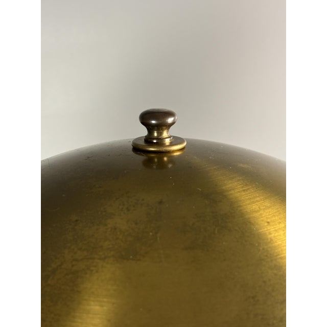 Mid-Century Modern Mosaic and Brass Table Lamp with Gold Mushroom Metal Dome Shade, 1960s For Sale - Image 4 of 18