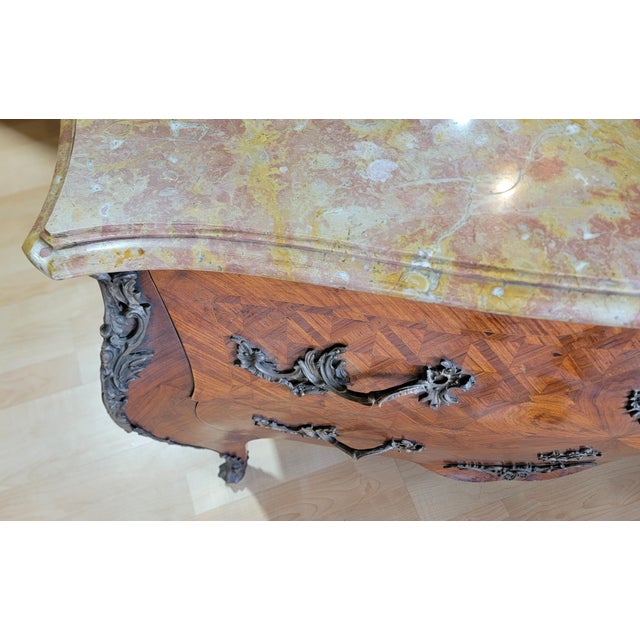 Stone Louis XV Bombe Commode or Chest With Marble Top For Sale - Image 7 of 16