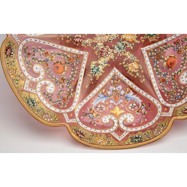 Late 19th Century Moser Cranberry Glass Gilt & Enameled Footed Compote For Sale - Image 9 of 10