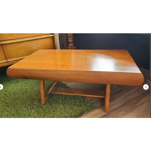 Restored Yugoslavian end table measures 31 x 19 x 12T Made in the 1960s Some wear and bubbling in veneer still present but...