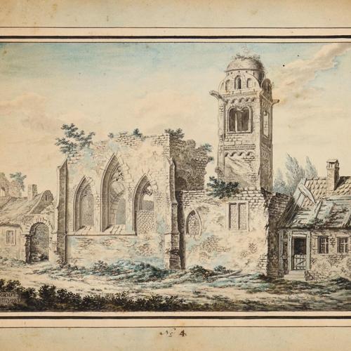 Johann Franz Gout, Gothic Ruins, Watercolor For Sale - Image 3 of 12