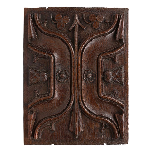 Gothic Sculpted Panel in Oak, Belgium, 16th Century For Sale