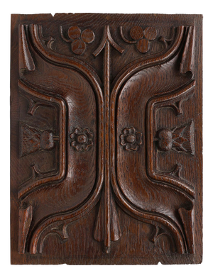 Gothic Sculpted Panel in Oak, Belgium, 16th Century