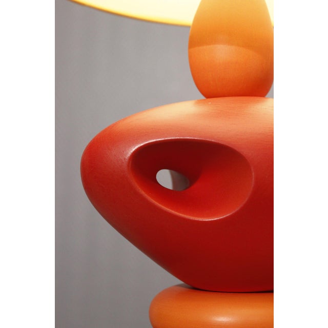 Red Large Orange Ceramic Table Lamp by Louis Drimmer, 1980s For Sale - Image 8 of 16