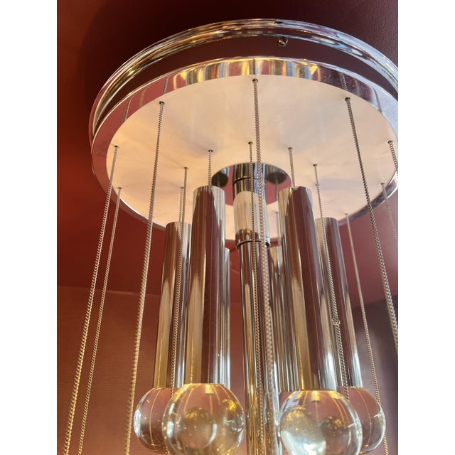 Glass Chrome and Glass Chandelier by Gaetano Sciolari, 1960s For Sale - Image 7 of 12
