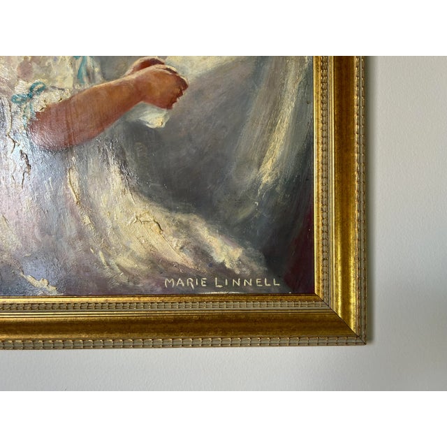 1980s Marie Linnell Oil Portrait Painting of a Child For Sale - Image 5 of 9