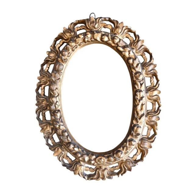 Wood Italian Baroque Oval Giltwood Frame, 17th Century For Sale - Image 7 of 7