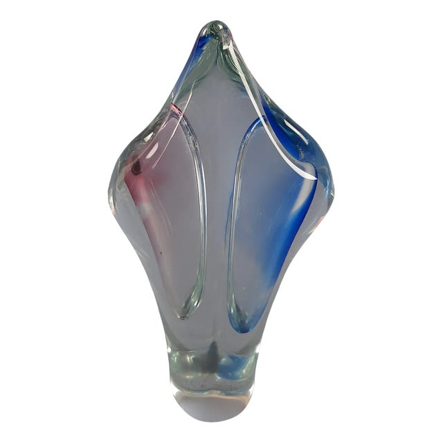 Sculptural Sommerso Murano Glass Vase by Archimede Seguso for Flavio Poli, 1960s For Sale