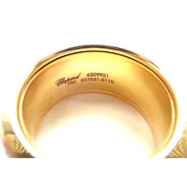 Metal Chopard Chopardissimo 18k Yellow Gold Pave Diamond Signature Band Ring Box Paper For Sale - Image 7 of 11