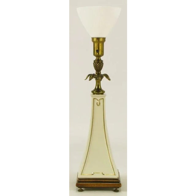 Stiffel Stiffel Porcelain Obelisk & Decorative Brass Table Lamps - a Pair For Sale - Image 4 of 10