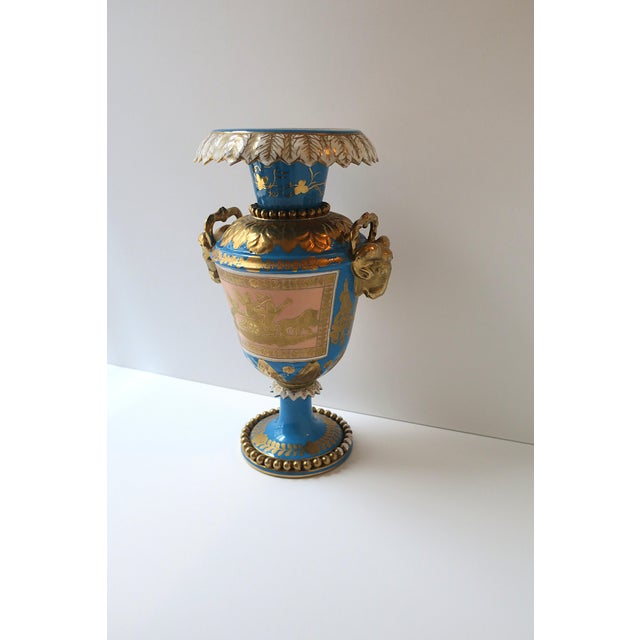 French French Sèvres Style, German Porcelain Urn, Neoclassical, Blue & Gold, Circa 19th Century For Sale - Image 3 of 18