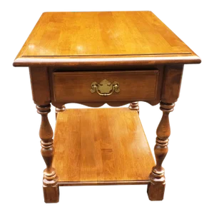 Ethan Allen Maple Two-Tier Single Drawer Side Table