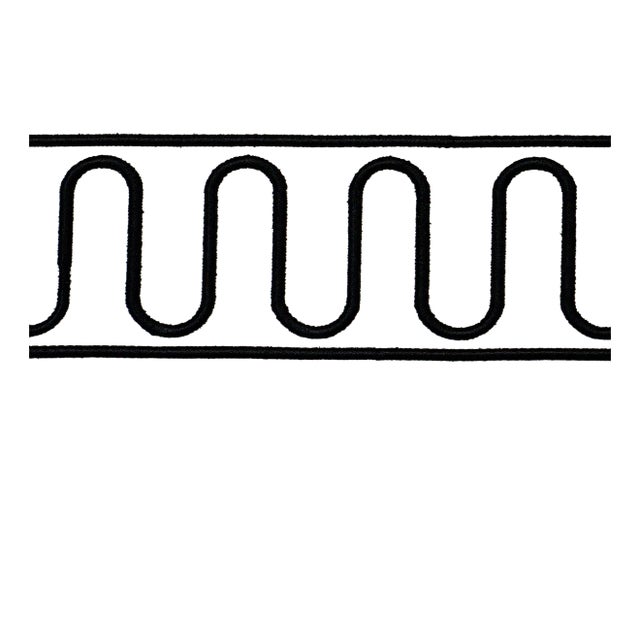 SAMPLE - Schumacher X Paloma Contreras Royere Scroll Trim In Black For Sale