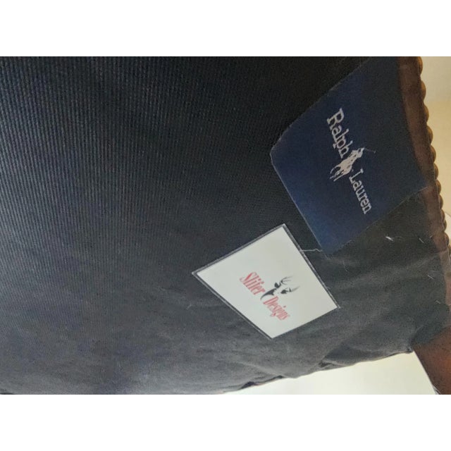 Mid-Century Modern Mid 19th Century Ralph Lauren Leather and Mahogany Upholstered Armchair For Sale - Image 3 of 12