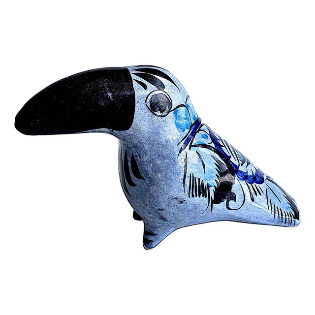 1970s Tonalá Mexico Ceramic Blue Toucan Bird Figurine For Sale