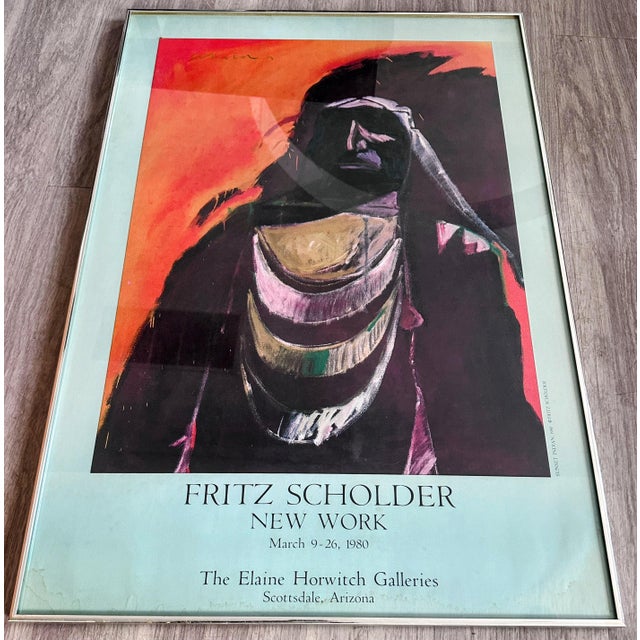 Pop Art 1980s Original Fritz Scholder “Sunset Indian” Gallery Show Poster For Sale - Image 3 of 12