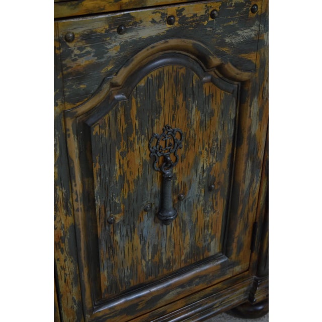 Brown Hooker Distressed Weathered Painted Finish Cabinet For Sale - Image 8 of 10