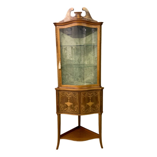 Inlaid Mahogany Corner Cabinet, 1900s For Sale