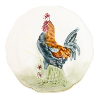 19th Century French Choisy Le Roi Majolica Rooster Plate For Sale