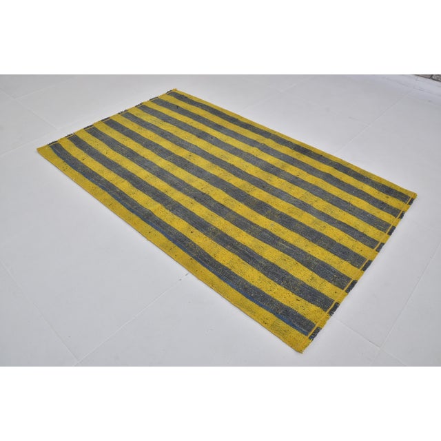 1960s Neutral Stripe Vintage Wool Kilim Rug For Sale - Image 5 of 7