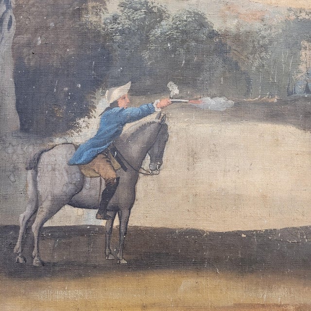 French School Artist, Duel of Knights, 18th Century, Watercolor Painting on Linen For Sale - Image 10 of 18