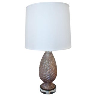 1950s Lavender Murano Glass Lamp With Shade For Sale
