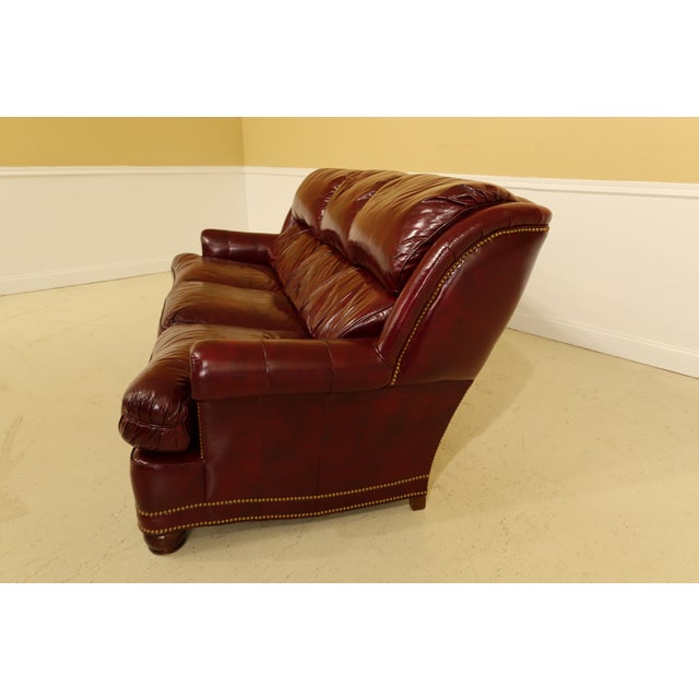 Hancock & Moore Burgundy Leather Sofa With Tack Head Trim Chairish