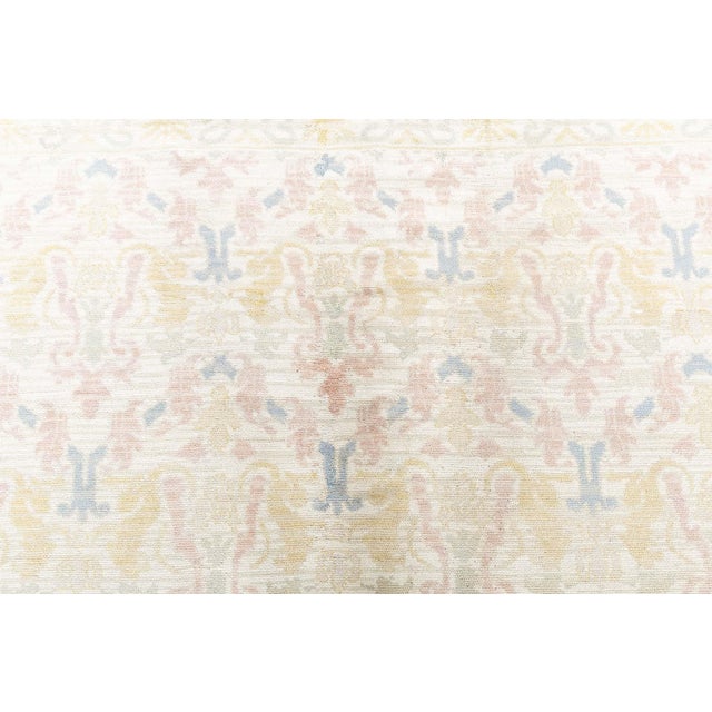 Doris Leslie Blau Vintage Spanish Floral Soft Beige Hand-Knotted Wool Carpet For Sale - Image 4 of 9