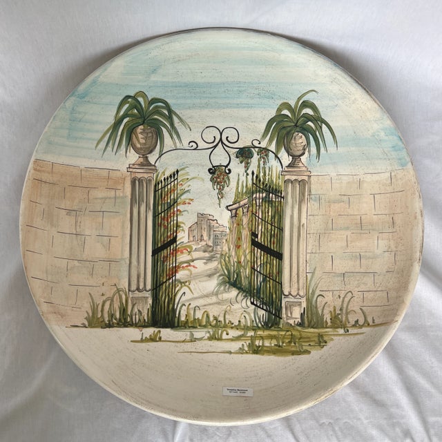 Italian Hand Painted Round Ceramic Wall Plate For Sale - Image 10 of 10
