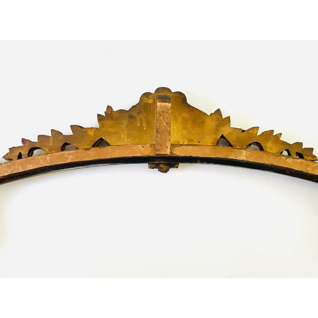 Wood Rococo Shell Crest Floral Antique Gold Mirror Frame For Sale - Image 7 of 8
