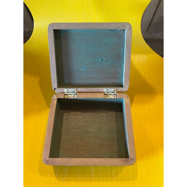 Workaday Handmade Vintage Art Deco Folk Art Wood Paint Jewelry Box For Sale - Image 4 of 5
