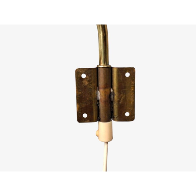 1950s Mid-Century Modern Ajh, Swedish Modern, Adjustable Wall Light, Brass, Pleated Fabric For Sale - Image 14 of 14