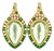 Late 20th Century Pair of 14K Yellow Gold Cabochon Green Amethyst Tsavorite Diamond Leaf Earrings For Sale