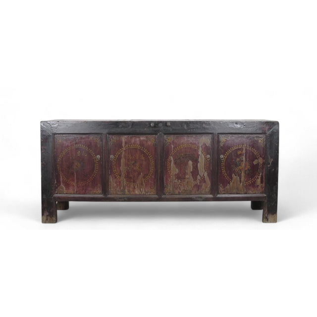 The 4 panels of this vintage 80" inch long sideboard cabinets are decorated with the painting of 4 seasons. Experience the...