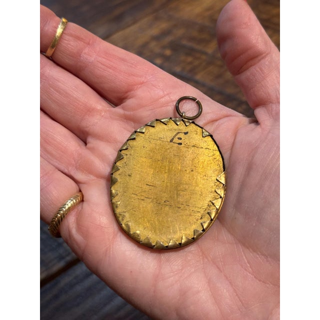 Victorian Antique Portrait Painting Pendant- 19th Century For Sale - Image 3 of 11