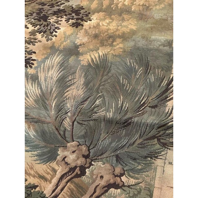 Antique French Aubusson Jacquard Tapestry Village, 1970s For Sale - Image 15 of 18