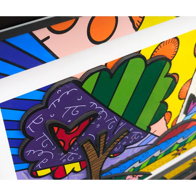 Romero Britto Romero Britto, New Horizon, Signed 3d Constructed Serigraph, 28 X 34 In. Framed, Pop Art, 2014 For Sale - Image 4 of 6