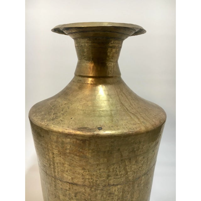 Large Solid Brass Antique Middle Eastern Artifact Vase For Sale - Image 4 of 8