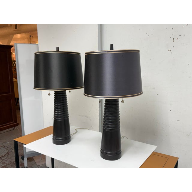 Design Plus Gallery presents a Pair of Circa 2007 Plaster Table Lamps from Pacific Coast Lighting. Each lamp is formed...