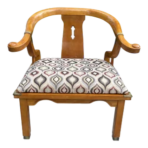 1960s James Mont Style Asian Chinoiserie Ming Horseshoe Chair by Century Furniture